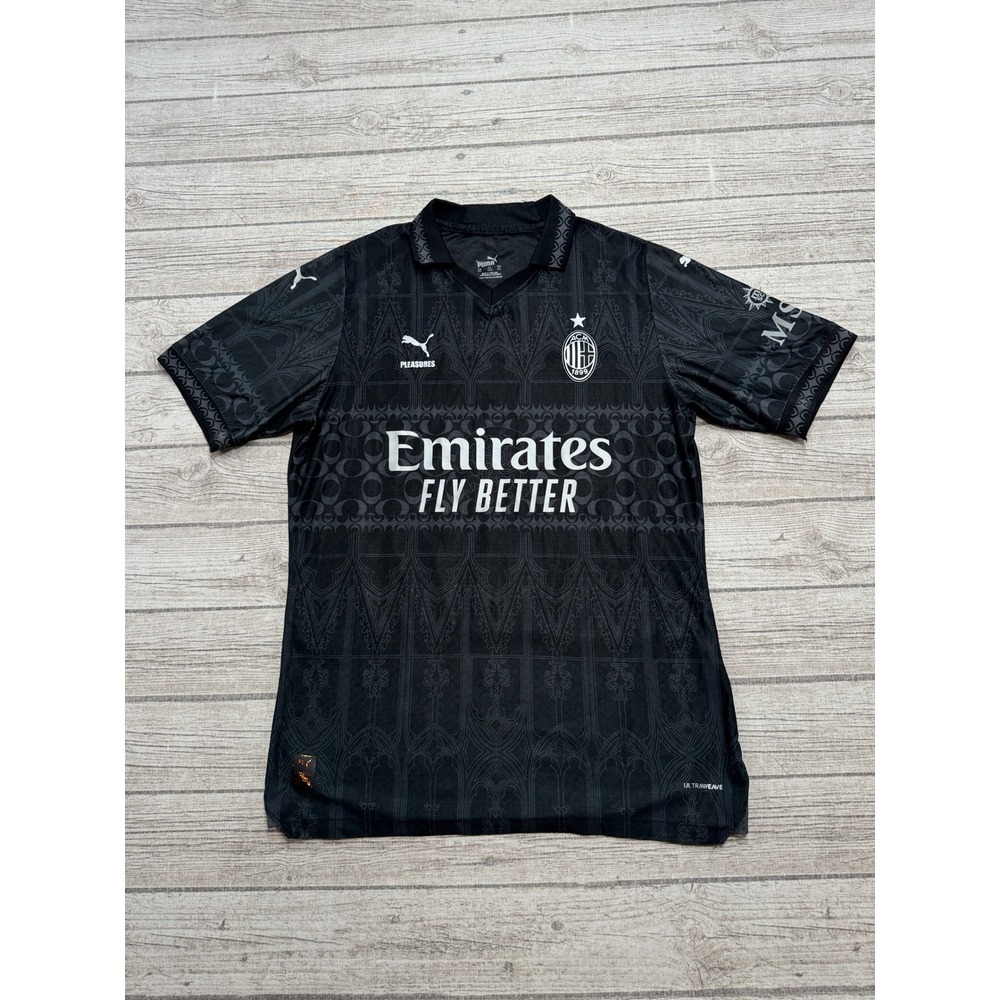 Puma AC Milan x Pleasures Fourth Jersey Men's 2XL Black #22 Emirates Fly Better